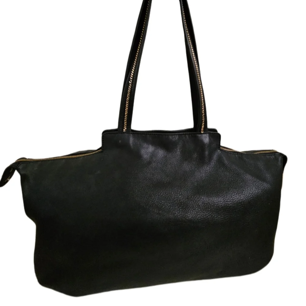 Authentic Extra Large Fendi Black Metallic Nubuck Leather Chain Shoulder Bag - Picture 13 of 16